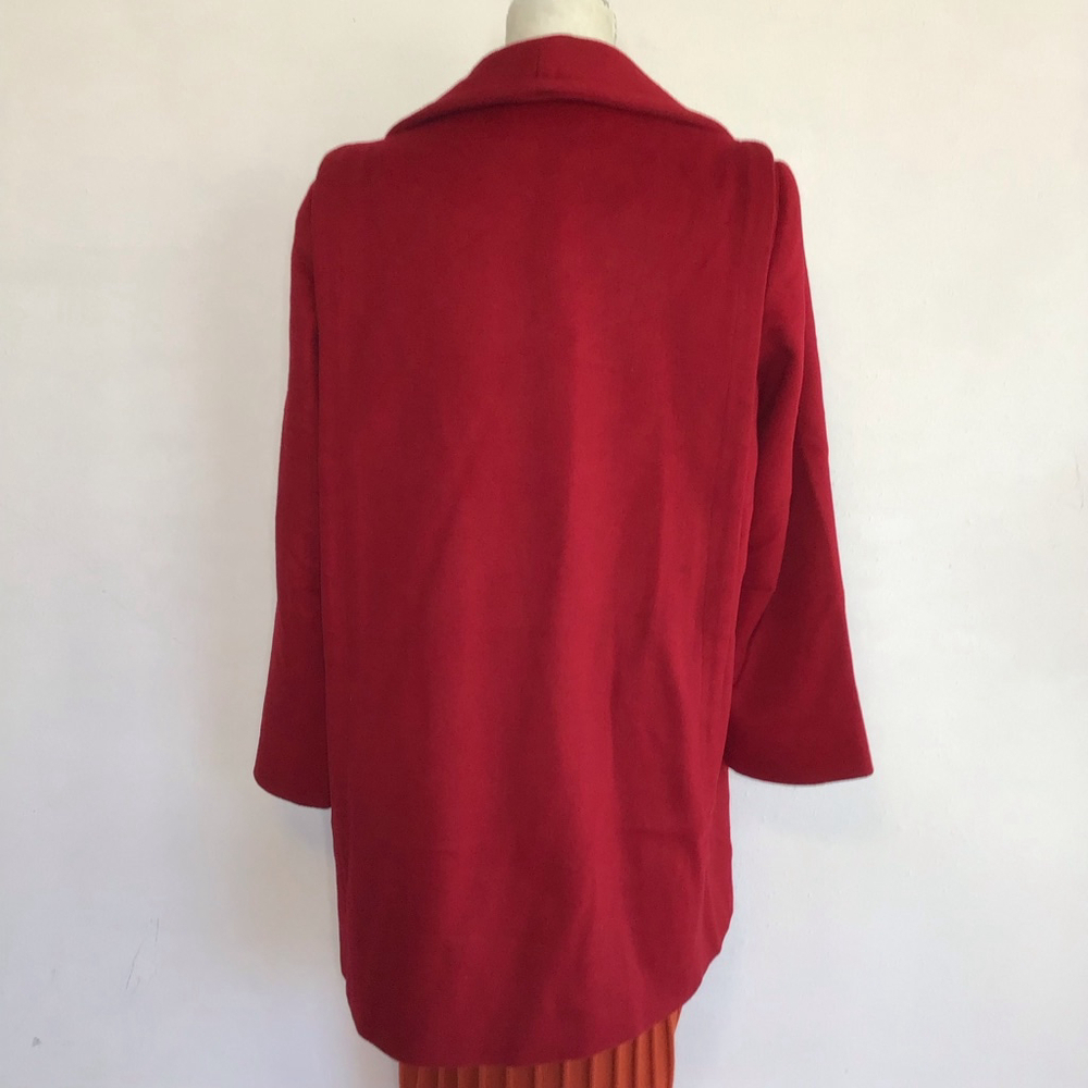 Ferncroft Women Elegant Deep Apple Red Double Breasted Warm Pea Coat M - Picture 2 of 10